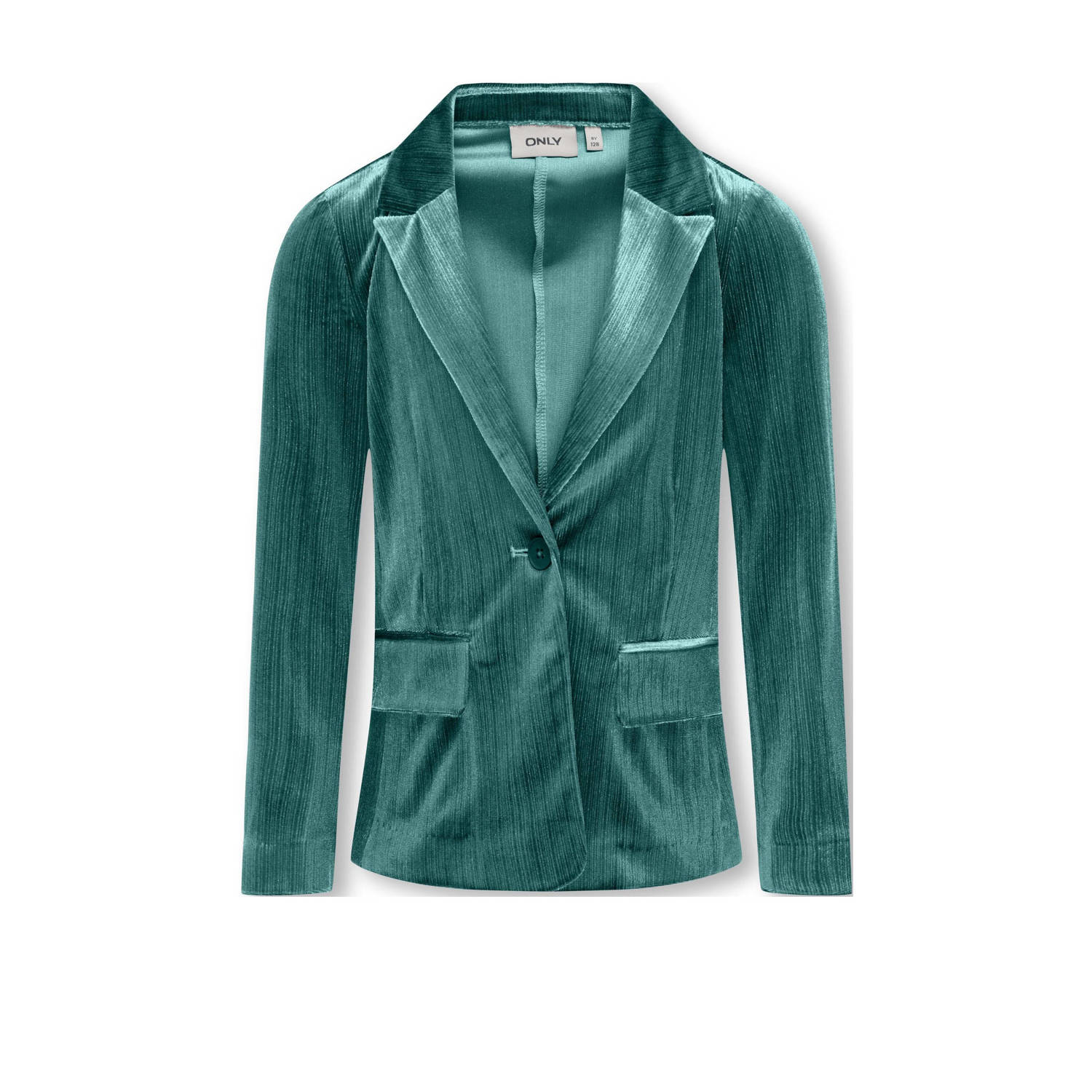 ONLY KIDS GIRL velours blazer KOGMABEL met glitters zeegroen