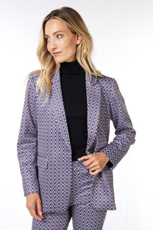 rechtvallende blazer met grafische print paars