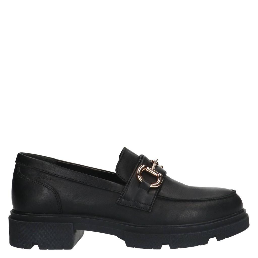 Zwarte dames Manfield leren loafers