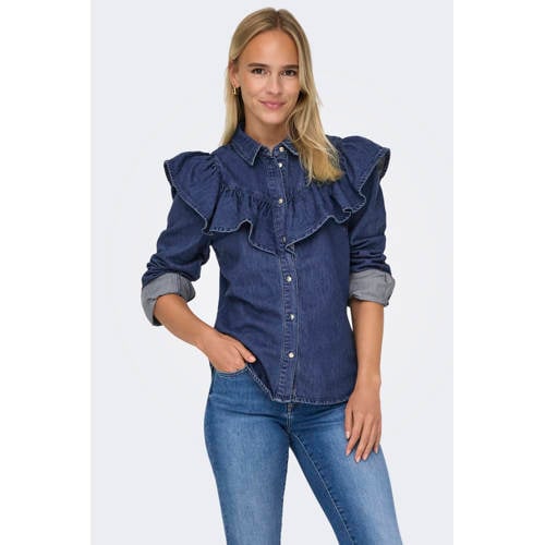 ONLY blouse dark blue denim afbeelding