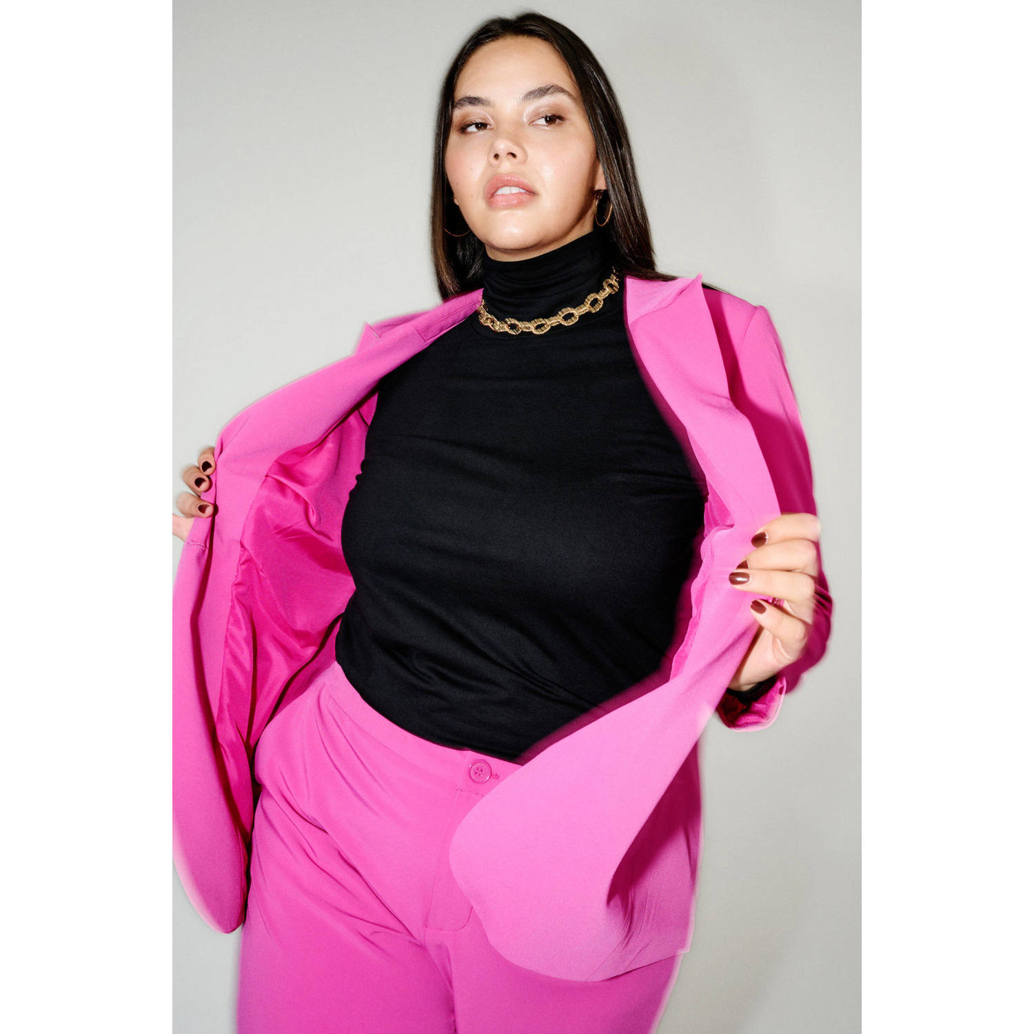 Zizzi rechtvallende blazer MHALEY roze