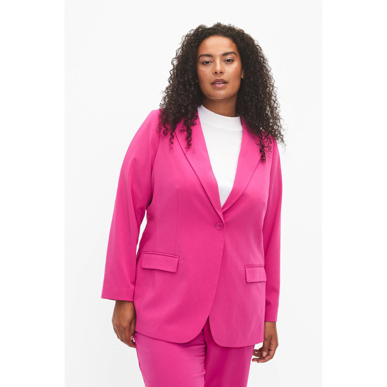 Zizzi rechtvallende blazer MHALEY roze