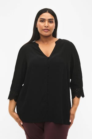 blouse met kant zwart