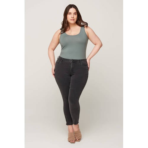 Zizzi cropped high waist skinny jeans Amy grey denim afbeelding