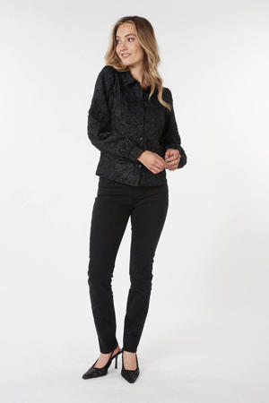 blouse met jacquard zwart