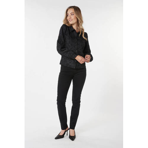 Esqualo blouse met jacquard zwart afbeelding