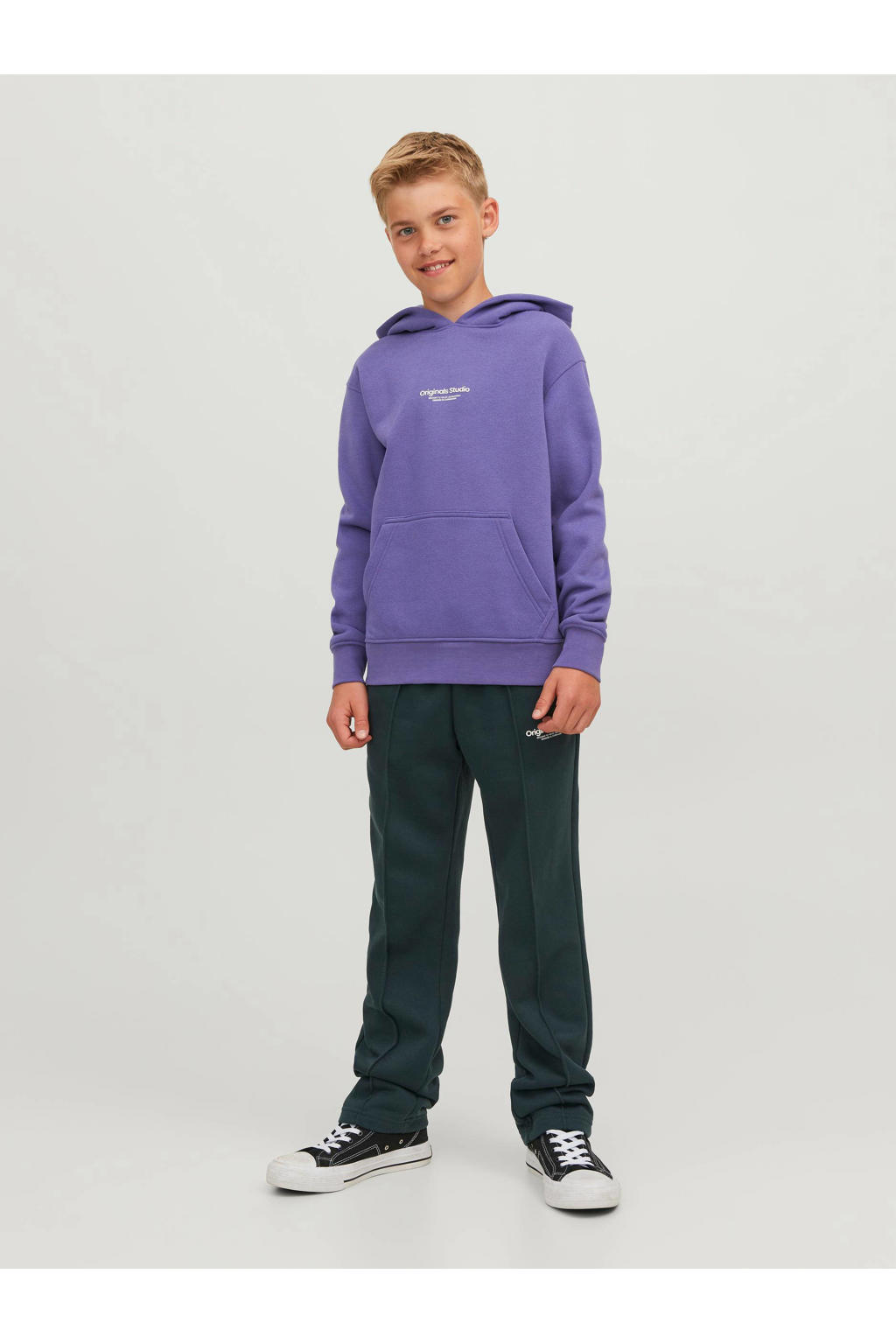 JACK & JONES JUNIOR hoodie JORVESTERBRO met tekst paars