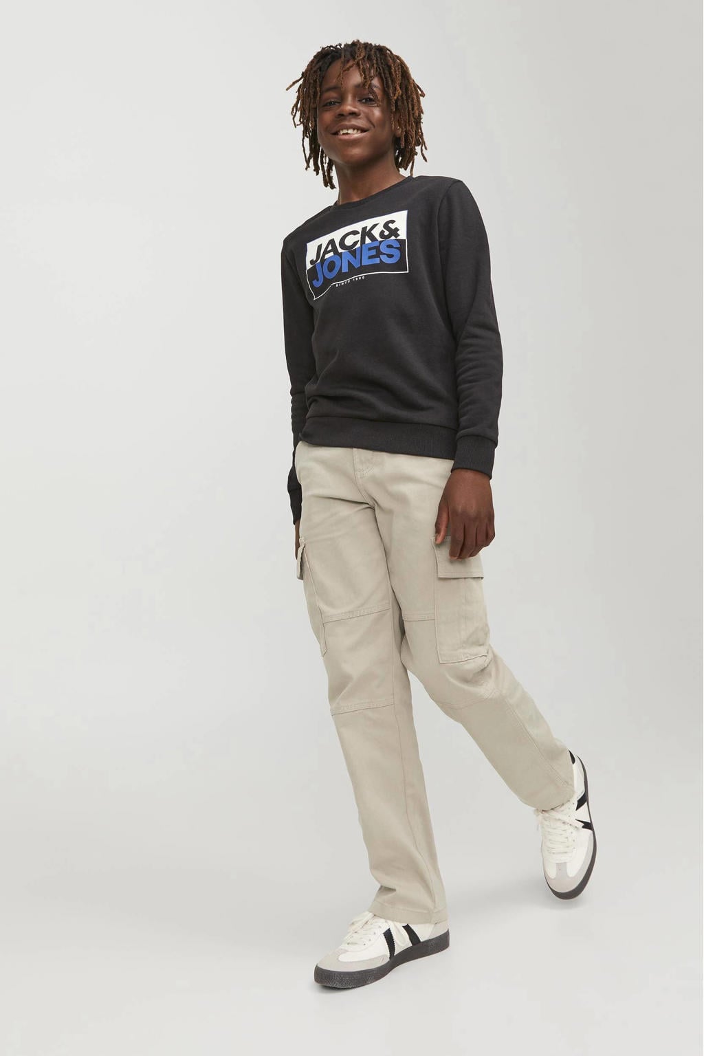 JACK & JONES JUNIOR loose fit cargobroek - beige