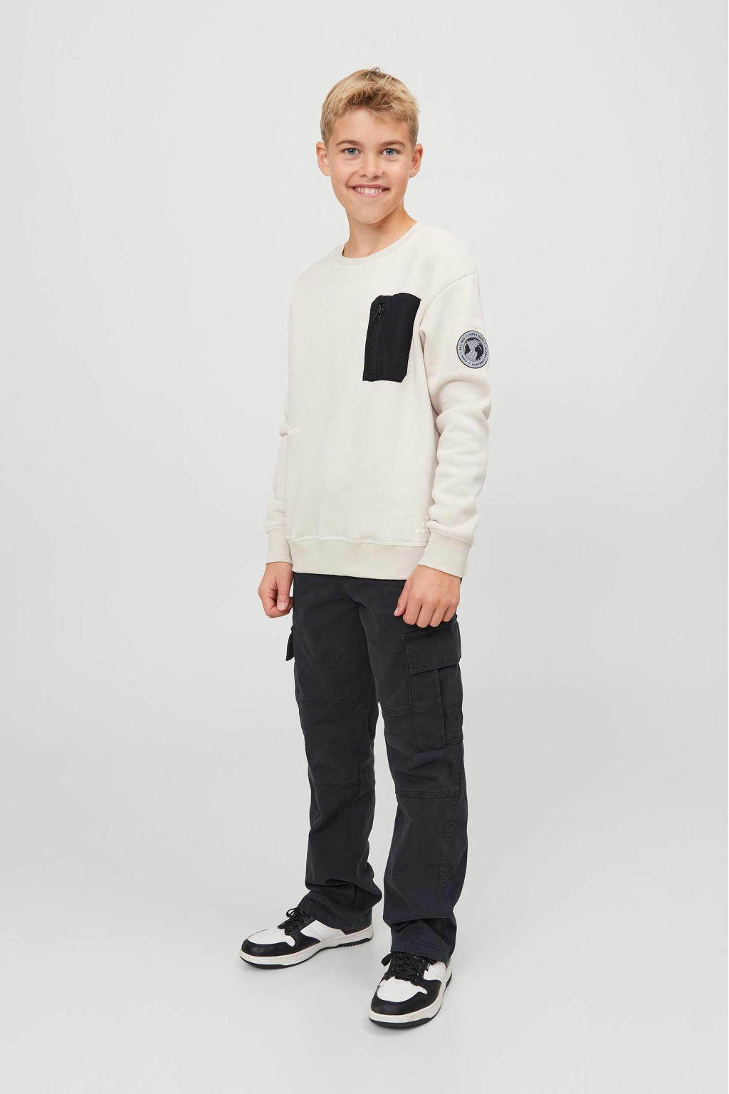 JACK & JONES JUNIOR loose fit cargobroek - zwart