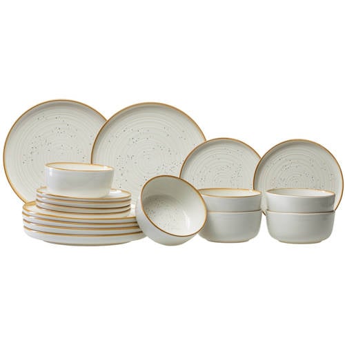 Wehkamp Cosy & Trendy Cosy & Trendy Serviesset Baltic Vanilla 18-delig / 6 personen - 6 dinerborden, 6 ontbijtborden en 6 kommen aanbieding