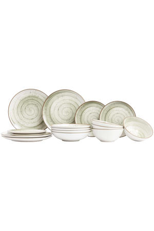 Serviesset Sintra Ivy Green 16-delig / 4 personen - 4 dinerborden, 4 ontbijtborden, 4 diepe borden en 4 kommen