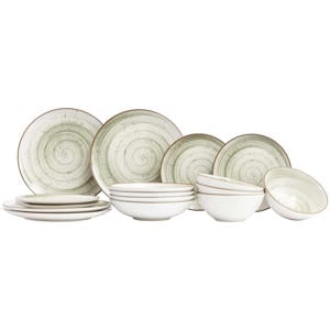 Serviesset Sintra Ivy Green 16-delig / 4 personen - 4 dinerborden, 4 ontbijtborden, 4 diepe borden en 4 kommen