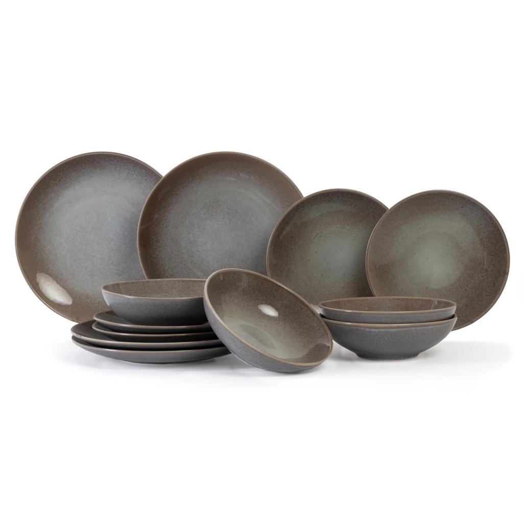 Cosy & Trendy Serviesset Urban 12-delig / 4 personen - 4 dinerborden, 4 ontbijtborden en 4 diepe borden