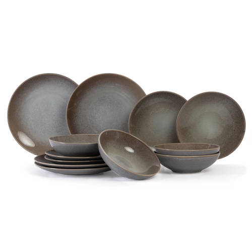 Wehkamp Cosy & Trendy Cosy & Trendy Serviesset Urban 12-delig / 4 personen - 4 dinerborden, 4 ontbijtborden en 4 diepe borden aanbieding