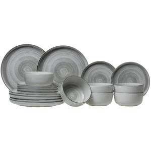Serviesset Baltic Grey 18-delig / 6 personen - 6 dinerborden, 6 ontbijtborden en 6 kommen