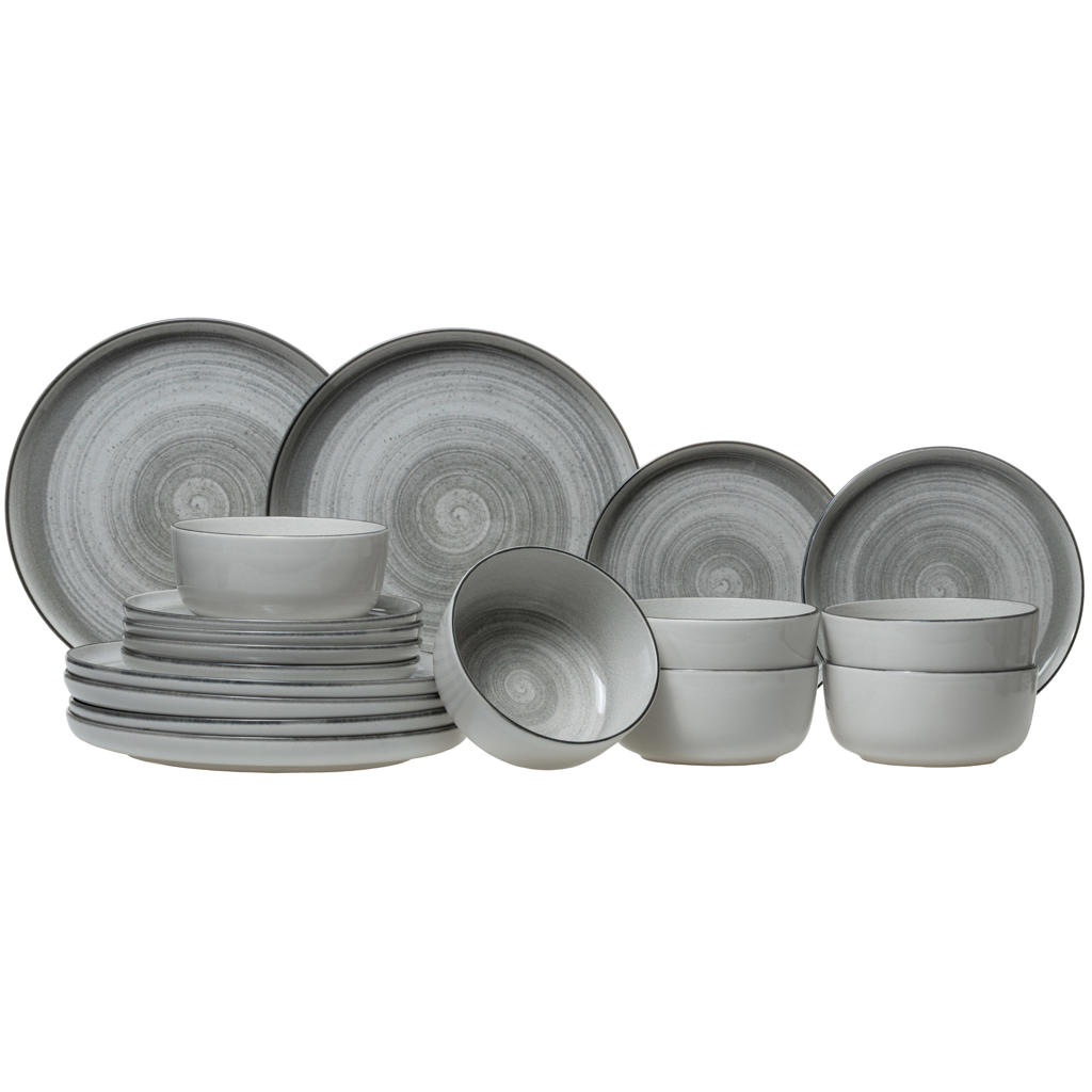 Cosy & Trendy Serviesset Baltic Grey 18-delig / 6 personen - 6 dinerborden, 6 ontbijtborden en 6 kommen