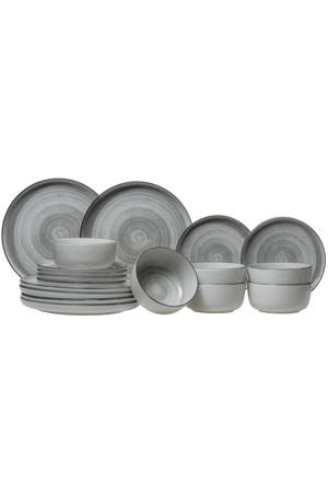 Serviesset Baltic Grey 18-delig / 6 personen - 6 dinerborden, 6 ontbijtborden en 6 kommen