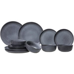 Serviesset Kentucky Grey 12-delig / 4 personen - 4 dinerborden, 4 ontbijtborden en 4 kommen