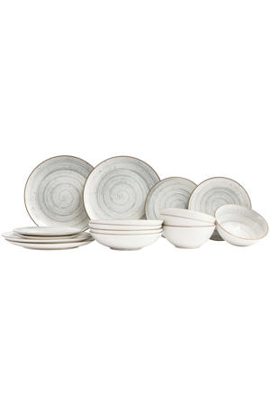 Serviesset Sintra Dusty Blue 16-delig / 4 personen - 4 dinerborden, 4 ontbijtborden, 4 diepe borden en 4 kommen