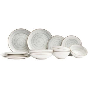Serviesset Sintra Dusty Blue 16-delig / 4 personen - 4 dinerborden, 4 ontbijtborden, 4 diepe borden en 4 kommen