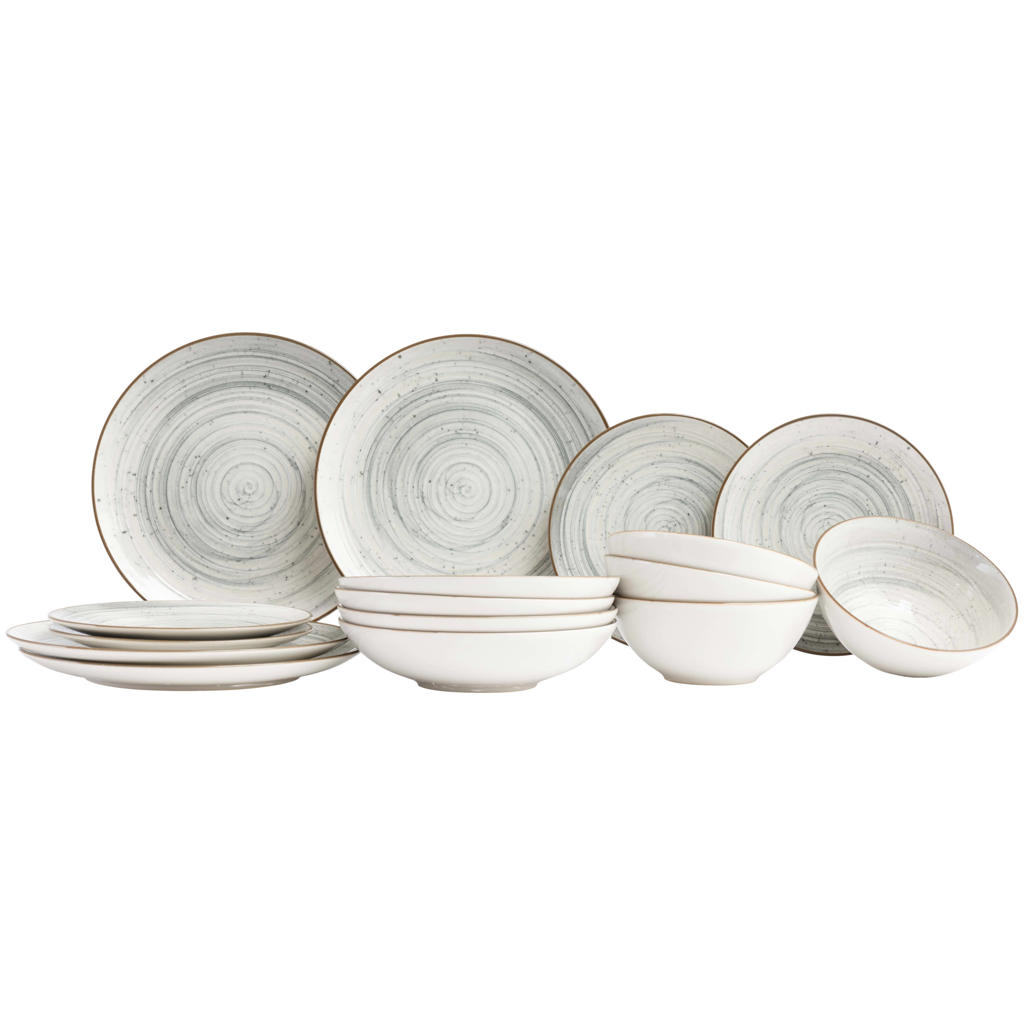 Cosy & Trendy Serviesset Sintra Dusty Blue 16-delig / 4 personen - 4 dinerborden, 4 ontbijtborden, 4 diepe borden en 4 kommen