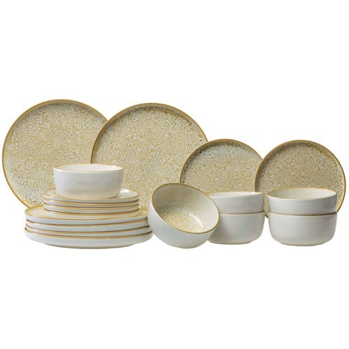 Wehkamp Cosy & Trendy Cosy & Trendy Serviesset Baltic Luna 18-delig / 6 personen - 6 dinerborden, 6 ontbijtborden en 6 kommen aanbieding