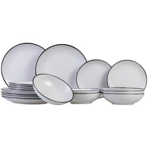 Serviesset Speckle - Wit 18-delig / 6 personen - 6 dinerborden, 6 diepe borden en 6 ontbijtborden