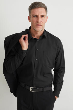 regular fit overhemd black twill
