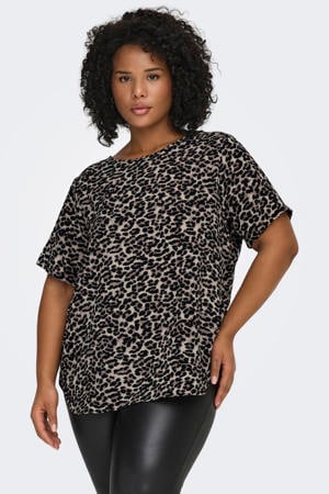 top CARVICA met panterprint grijs/bruin/zwart
