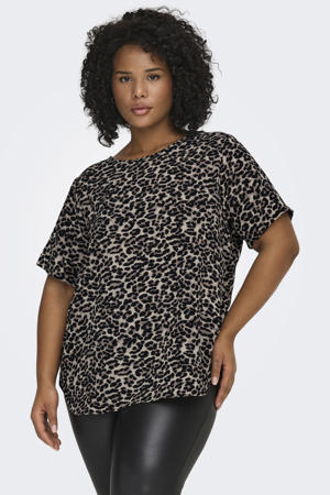 top CARVICA met panterprint grijs/bruin/zwart