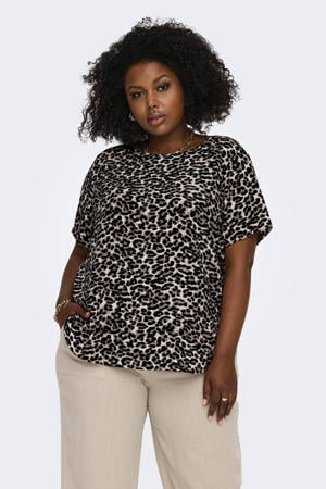 top CARVICA met panterprint grijs/bruin/zwart