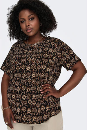 top CARVICA met paisley print zwart/bruin