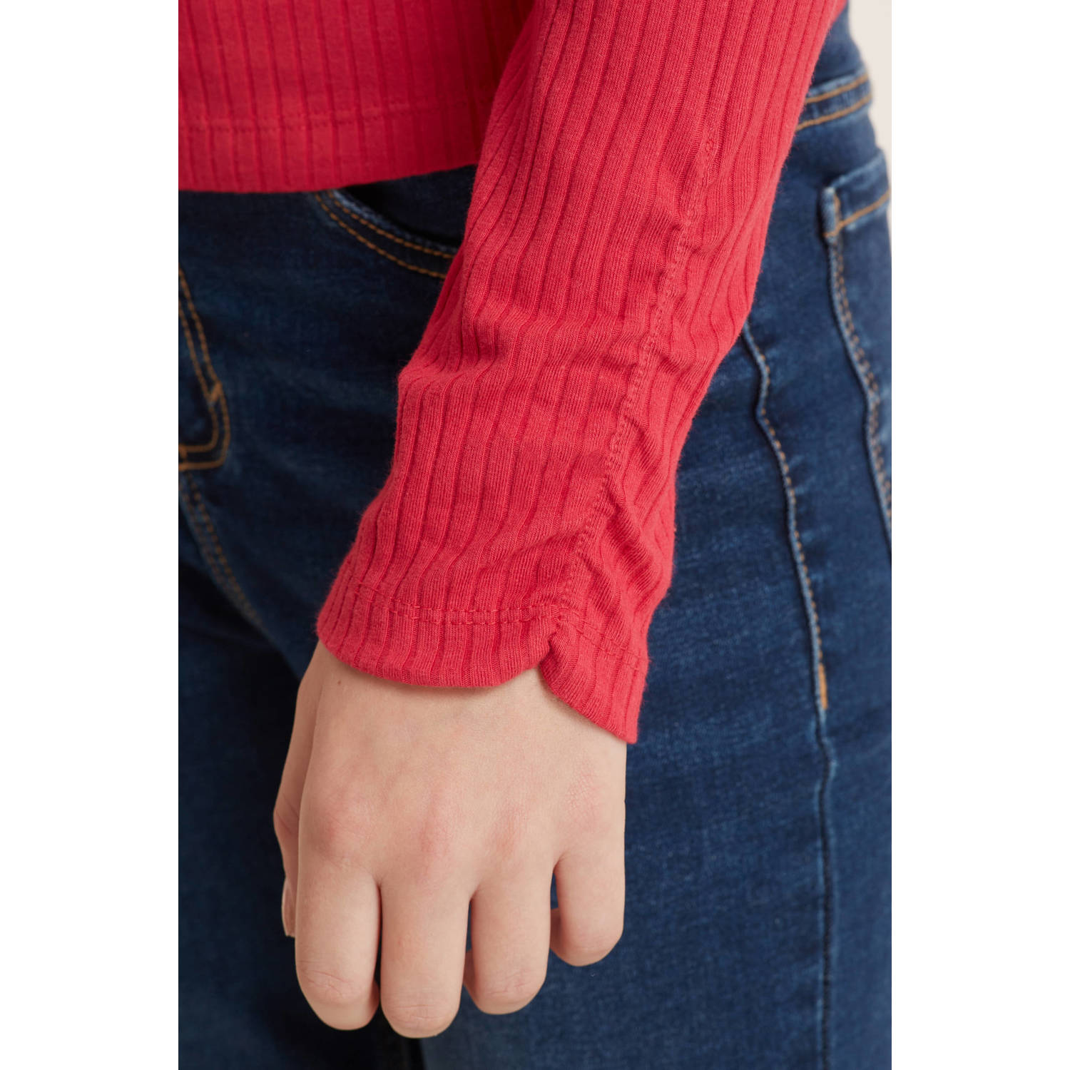 anytime ribgebreide longsleeve roze