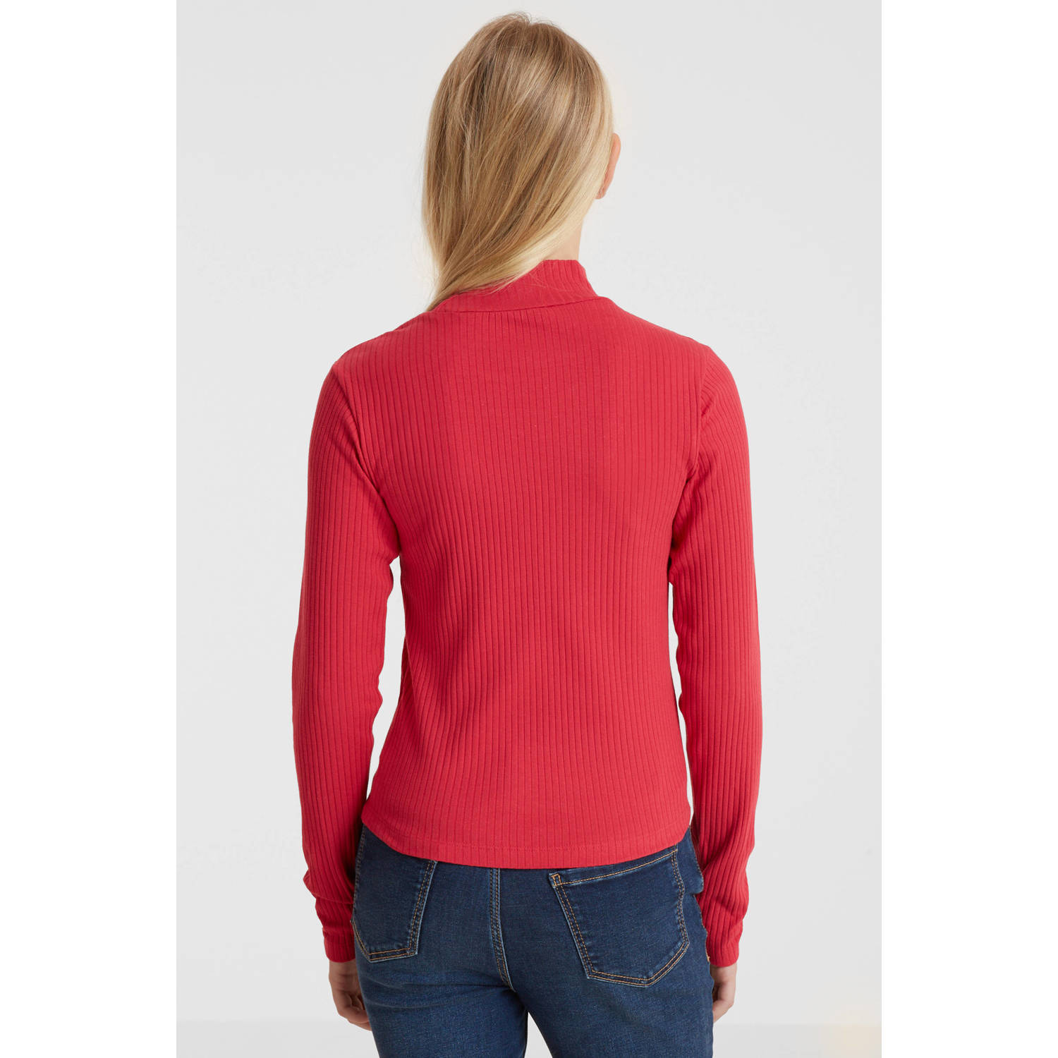 anytime ribgebreide longsleeve roze