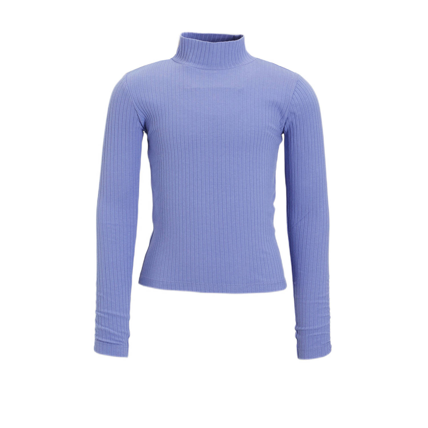 Anytime ribgebreide longsleeve lila Paars Meisjes Katoen Opstaande kraag 110 116