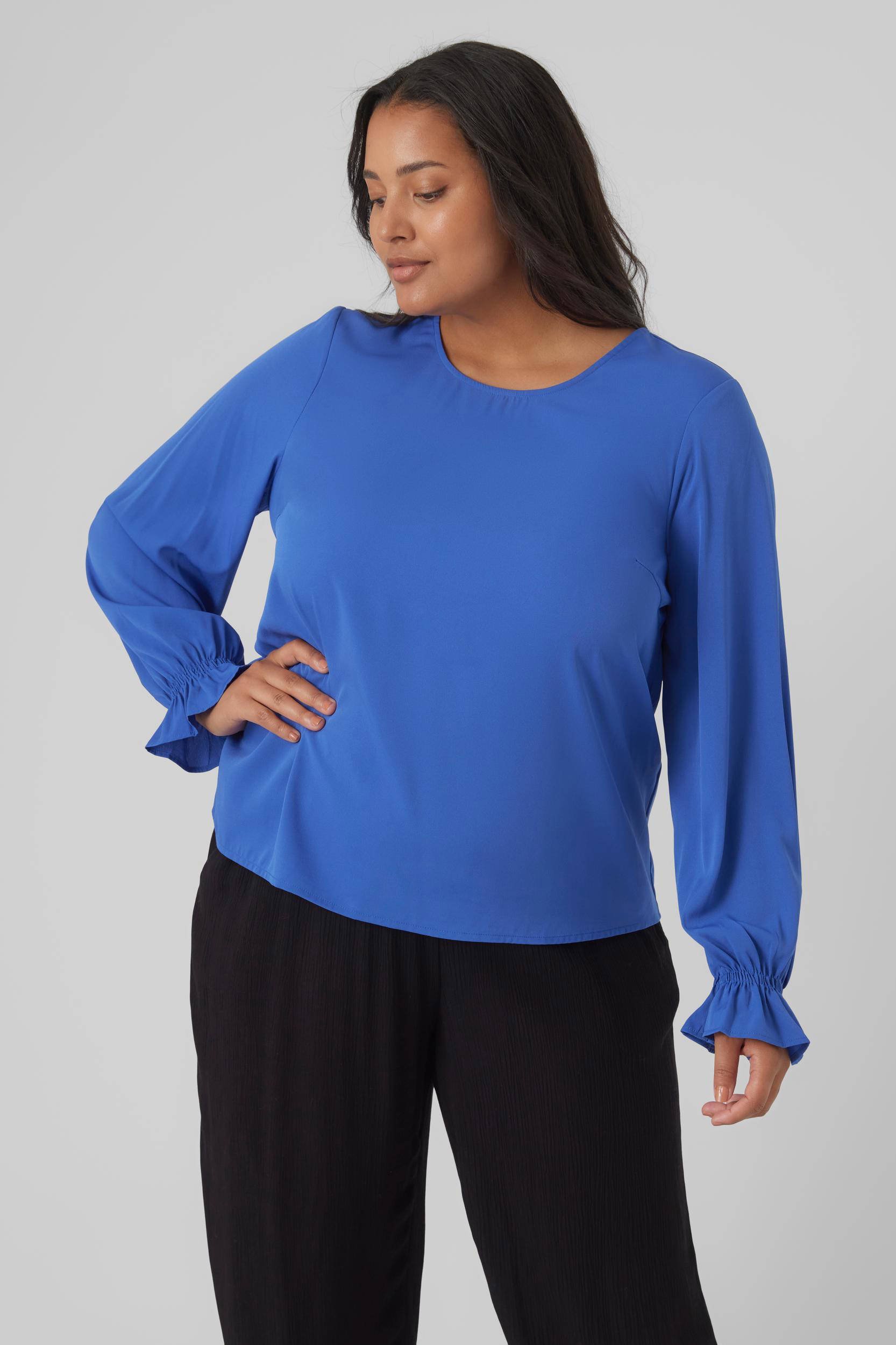 VERO MODA CURVE top VMCBIRD blauw | wehkamp