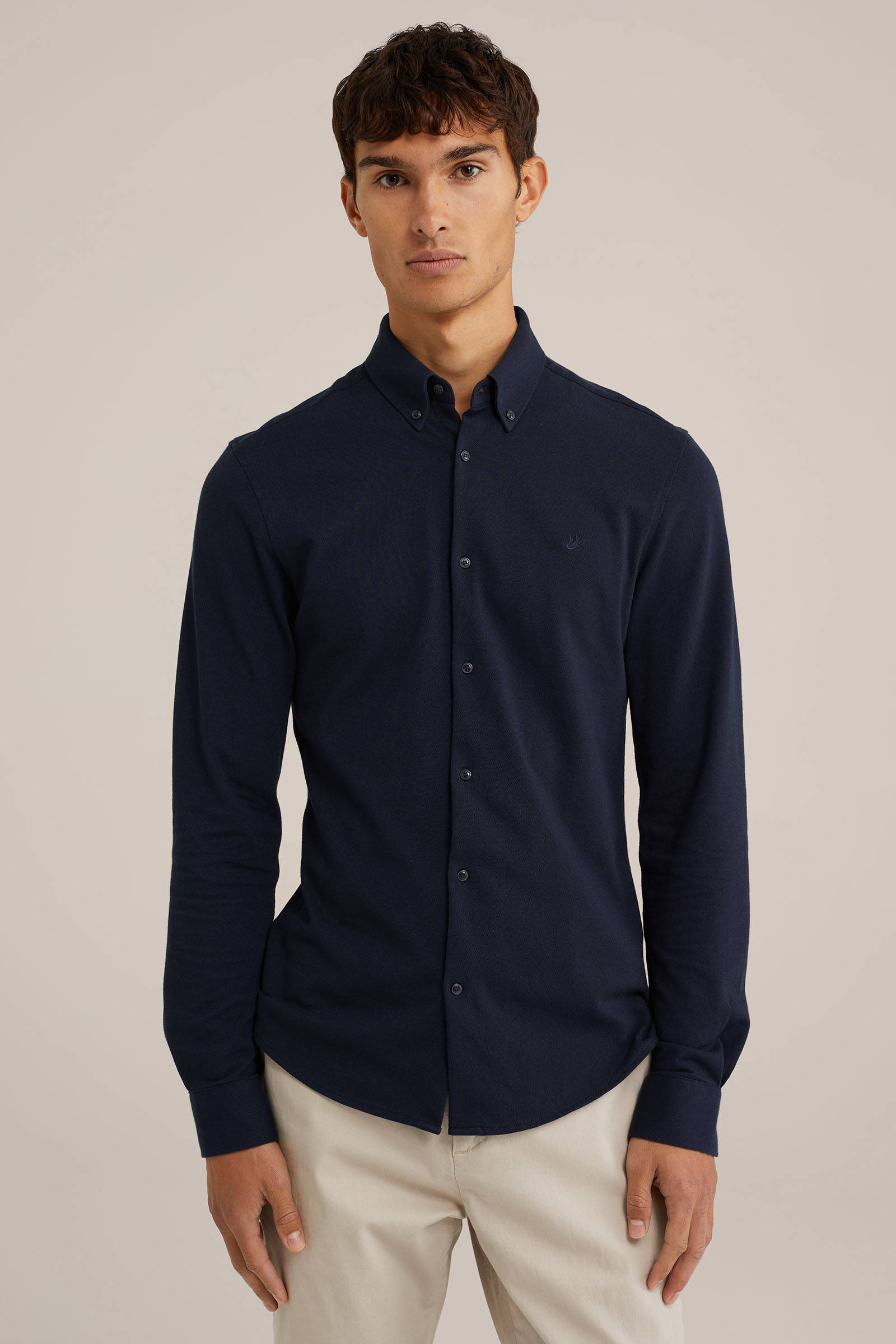 WE Fashion slim fit overhemd heavy blue wehkamp