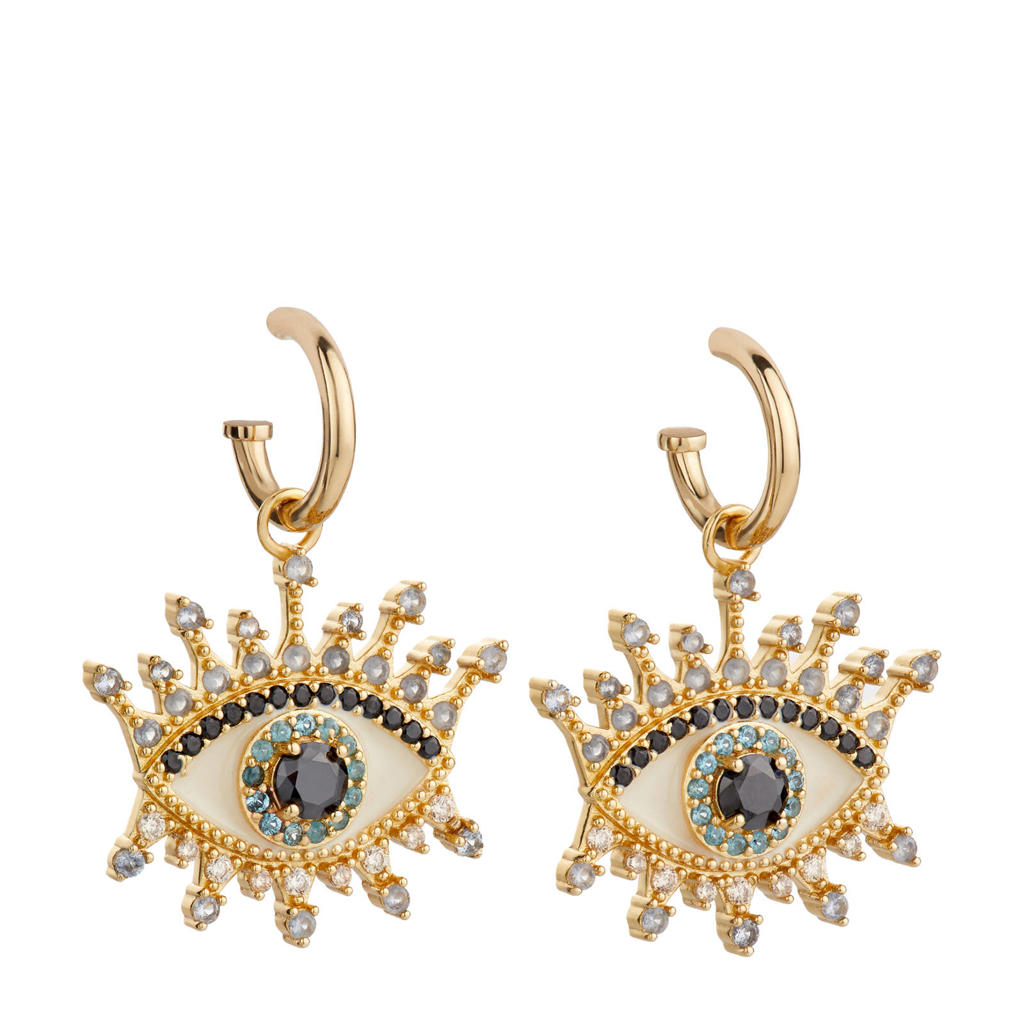 Kurt Geiger oorbellen Eye Huggie met strass goudlkeurig