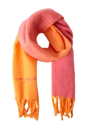 sjaal Yarndye met fransjes oranje/roze