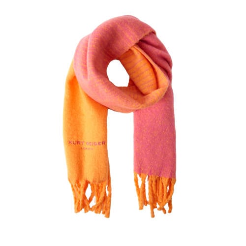 Kurt Geiger sjaal Yarndye met fransjes oranje/roze