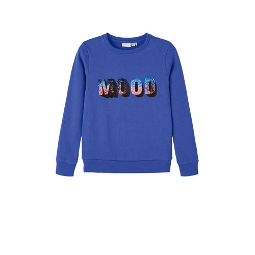 NAME IT KIDS sweater NKFNAMAGIC met printopdruk hardblauw