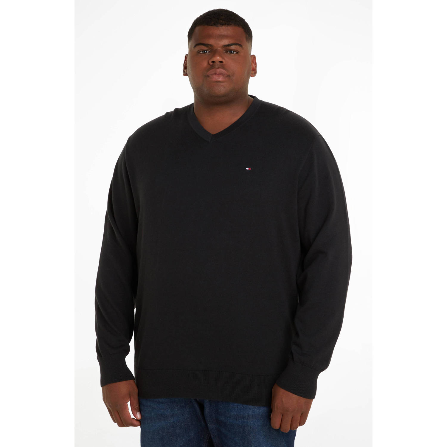 Tommy Hilfiger Big & Tall fijngebreide trui Plus Size met logo black