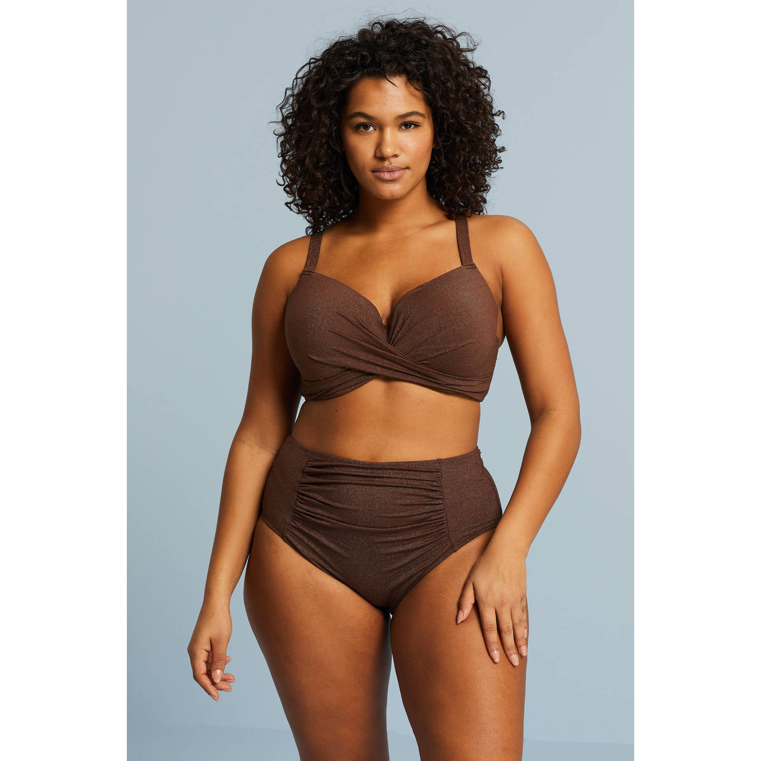 BEACHWAVE Curve voorgevormde beugel bikinitop met lurex bruin