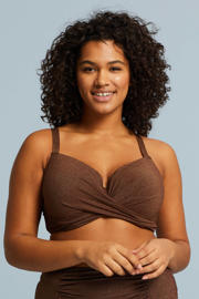 thumbnail: BEACHWAVE Curve voorgevormde beugel bikinitop met lurex bruin