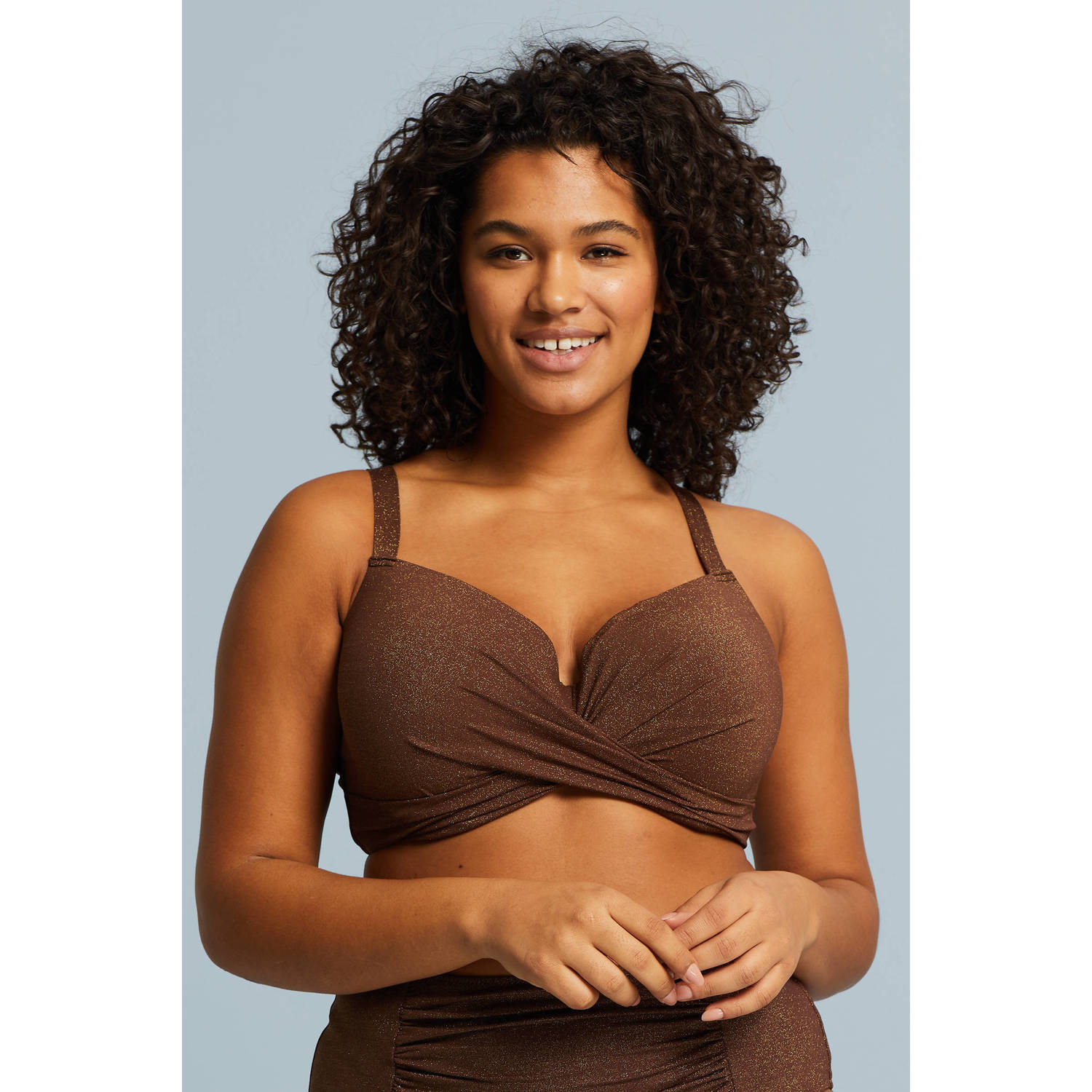 BEACHWAVE Curve voorgevormde beugel bikinitop met lurex bruin