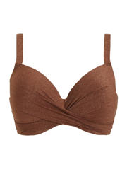 thumbnail: BEACHWAVE Curve voorgevormde beugel bikinitop met lurex bruin