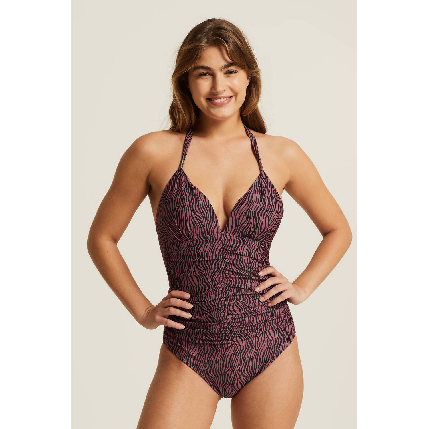 BEACHWAVE corrigerend halter badpak brique zwart