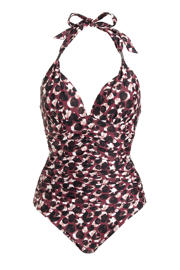 thumbnail: BEACHWAVE corrigerend halter badpak donkerroze/zwart/wit
