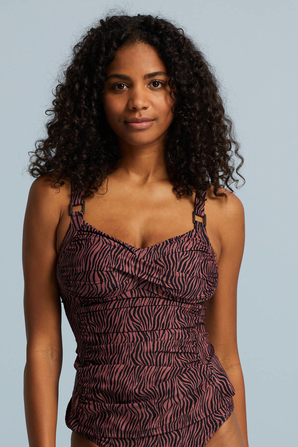 BEACHWAVE voorgevormde tankini bikinitop brique/zwart