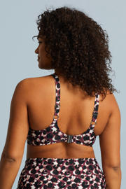 thumbnail: BEACHWAVE Curve voorgevormde beugel bikinitop donkerroze/zwart/wit
